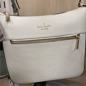 Kate Spade White Crossbody Bag with Gold Zipper
